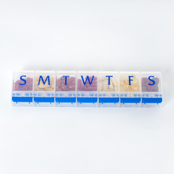 Wholesale Weekly Pill Organizer Arthritis Friendly, BPA Free Travel 7 Day Pill Box Case with Spring Open Design and Large Compartment to Hold Vitamins, Cod Liver Oil, Supplements and Medication, Support OEM,ODM