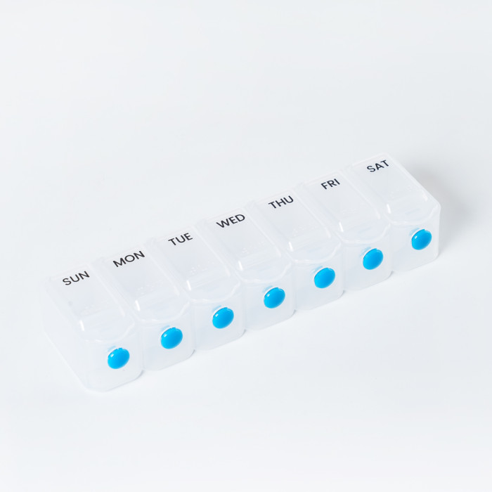 Wholesale Weekly Pill Organizer Arthritis Friendly, BPA Free Travel 7 Day Pill Box Case with Spring Open Design and Large Compartment to Hold Vitamins, Cod Liver Oil, Supplements and Medication, Support OEM,ODM