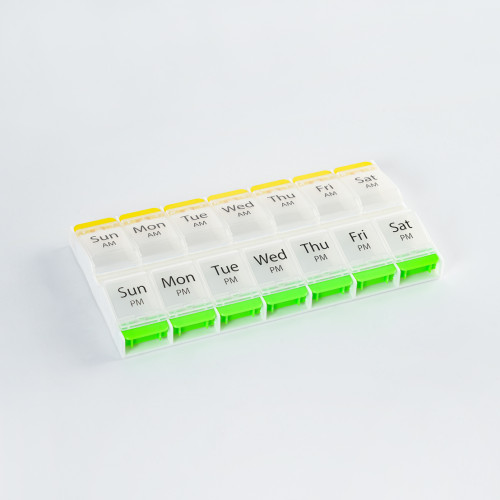 Wholesale Weekly (7-Day) AM/PM Pill Organizer, Vitamin and Medicine Box, Small Pop-out Compartments, 2 Times a Day, Support OEM,ODM