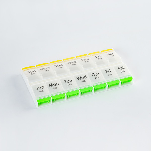 Wholesale Weekly (7-Day) AM/PM Pill Organizer, Vitamin and Medicine Box, Small Pop-out Compartments, 2 Times a Day, Support OEM,ODM