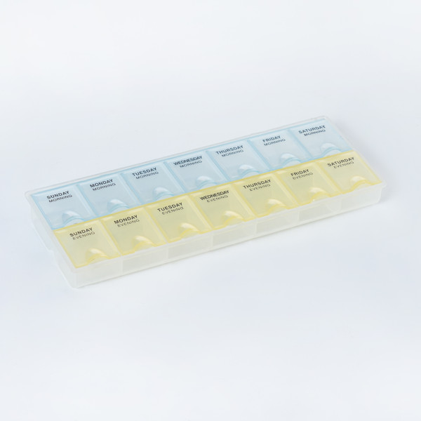 Wholesale Weekly (7-Day) AM/PM Pill Organizer, Vitamin and Medicine Box, Small Pop-out Compartments, 2 Times a Day, Support OEM,ODM