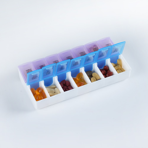 Wholesale Twice-A-Day Weekly Pill Organizer, Weekly Pill Organizer, 2 Times a Day Color-Coded, Easy-Open, See-Through Lids, Organize Medication or Vitamins by AM, PM or Morning and Bedtime, Assorted, Support OEM,ODM