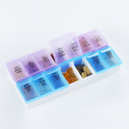 Wholesale Twice-A-Day Weekly Pill Organizer, Weekly Pill Organizer, 2 Times a Day Color-Coded, Easy-Open, See-Through Lids, Organize Medication or Vitamins by AM, PM or Morning and Bedtime, Assorted, Support OEM,ODM