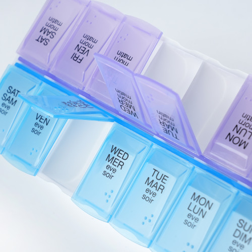 Wholesale Twice-A-Day Weekly Pill Organizer, Weekly Pill Organizer, 2 Times a Day Color-Coded, Easy-Open, See-Through Lids, Organize Medication or Vitamins by AM, PM or Morning and Bedtime, Assorted, Support OEM,ODM