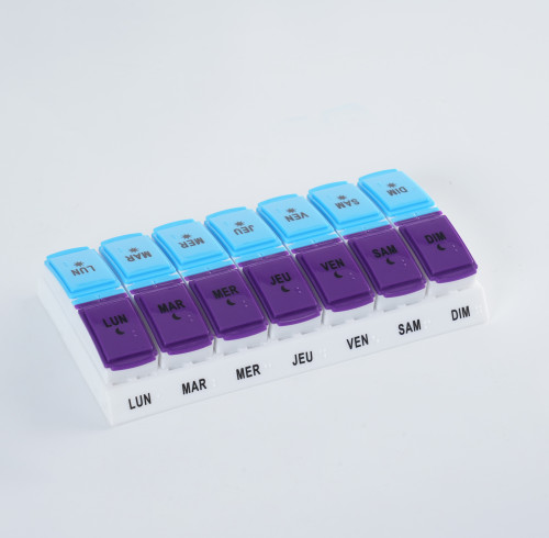 Wholesale Weekly (7-Day) AM/PM Pill Organizer, Vitamin and Medicine Box, Small Pop-out Compartments, 2 Times a Day, Support OEM,ODM