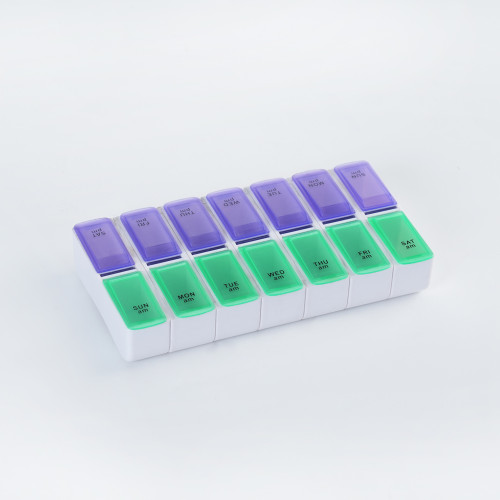 Wholesale Weekly (7-Day) AM/PM Pill Organizer, Vitamin and Medicine Box, Small Pop-out Compartments, 2 Times a Day, Support OEM,ODM