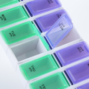 Wholesale Weekly (7-Day) AM/PM Pill Organizer, Vitamin and Medicine Box, Small Pop-out Compartments, 2 Times a Day, Support OEM,ODM