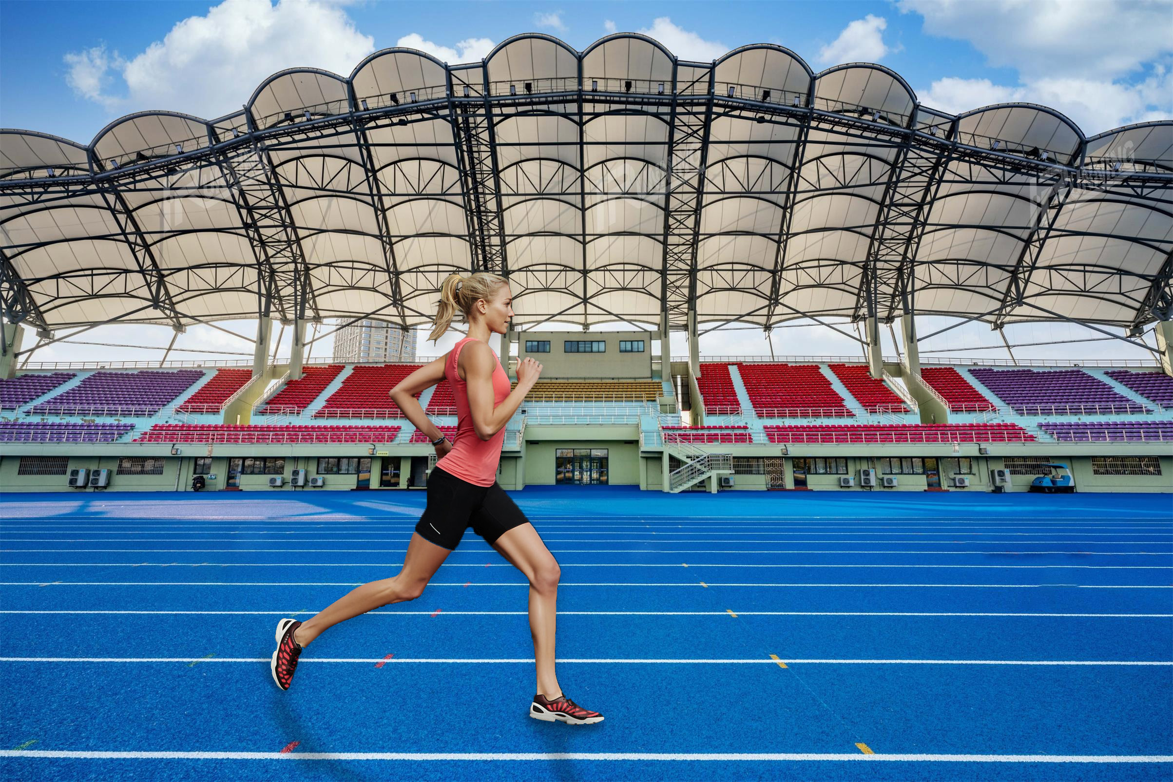 A woman running on the EPDM granules sprots track