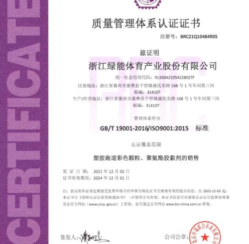 Quality Management System Certificate