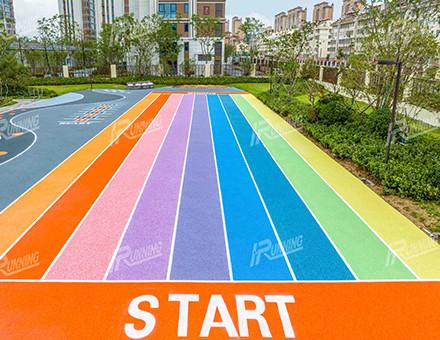 Lianyungang Shangdu - Tianxi - Kindergarten, with blue and gray as the base color, paved with a rainbow runway.