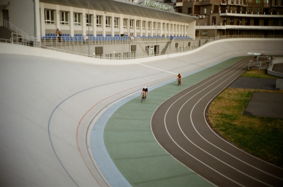 An athletic running track with rubber surface