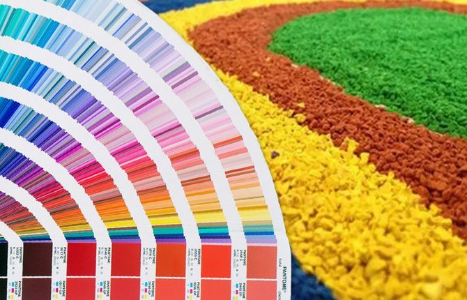 FieldsMaster color cards with matching EPDM Rubber Granules