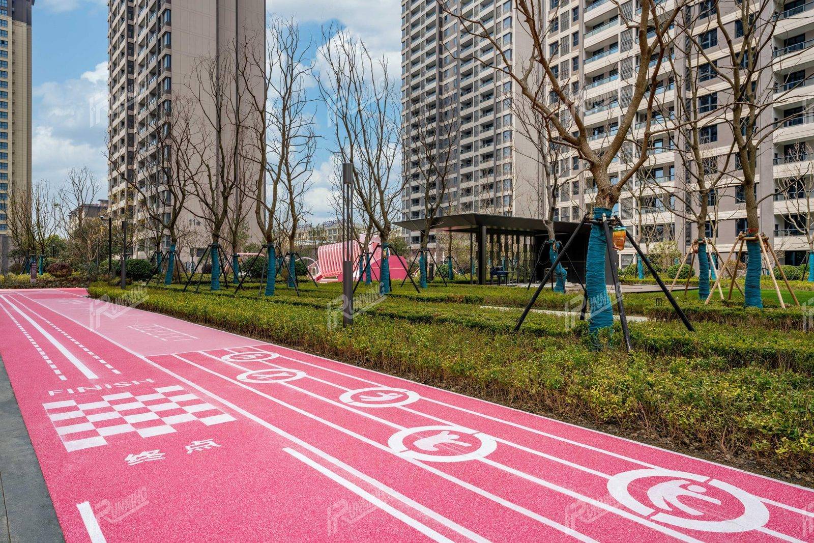 Published FieldsMaster green pathway in a landscaped outdoor area