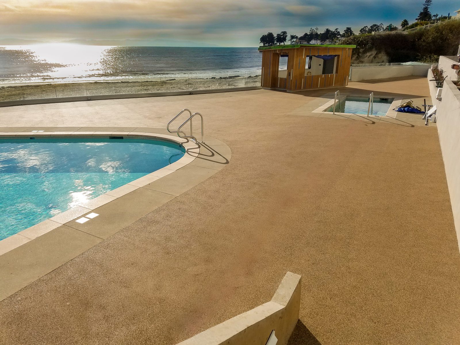 Rubaroc pool surround beside an outdoor leisure area