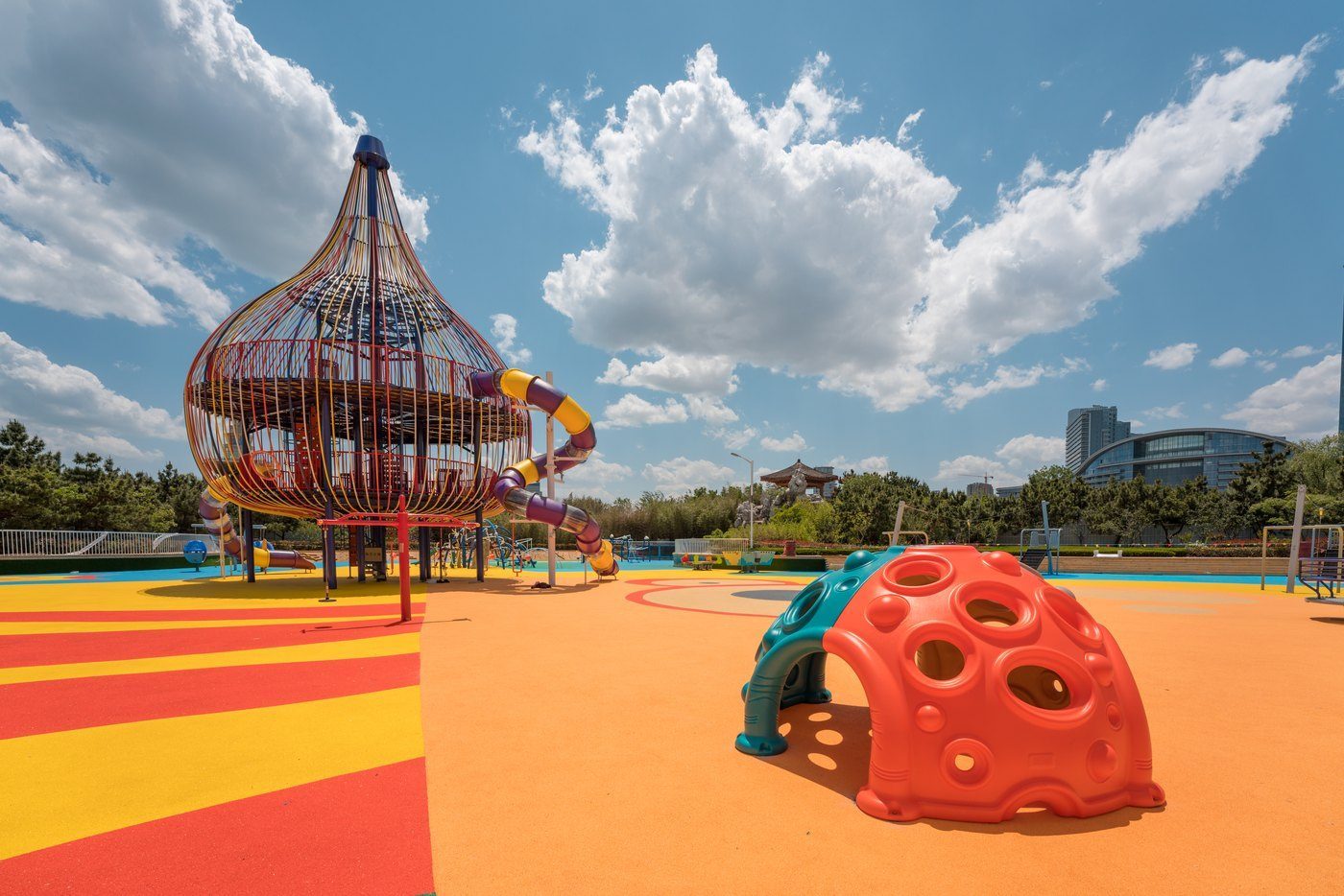 Colorful EPDM playground patterns at Rizhao Wanpingkou Children's Sports Park