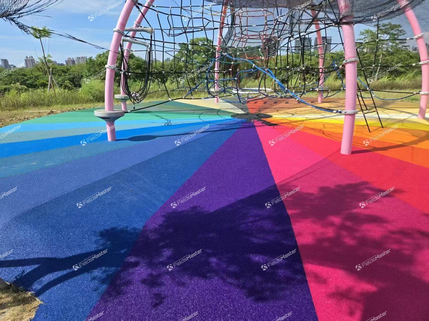 Colorful playground surfacing from a FieldsMaster Taiwan customer project