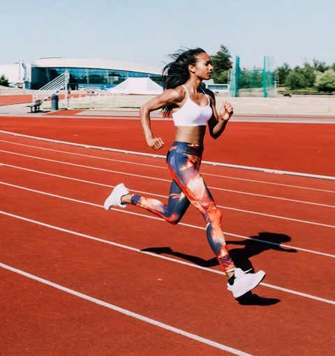 EPDM running track surfacing in a sports venue