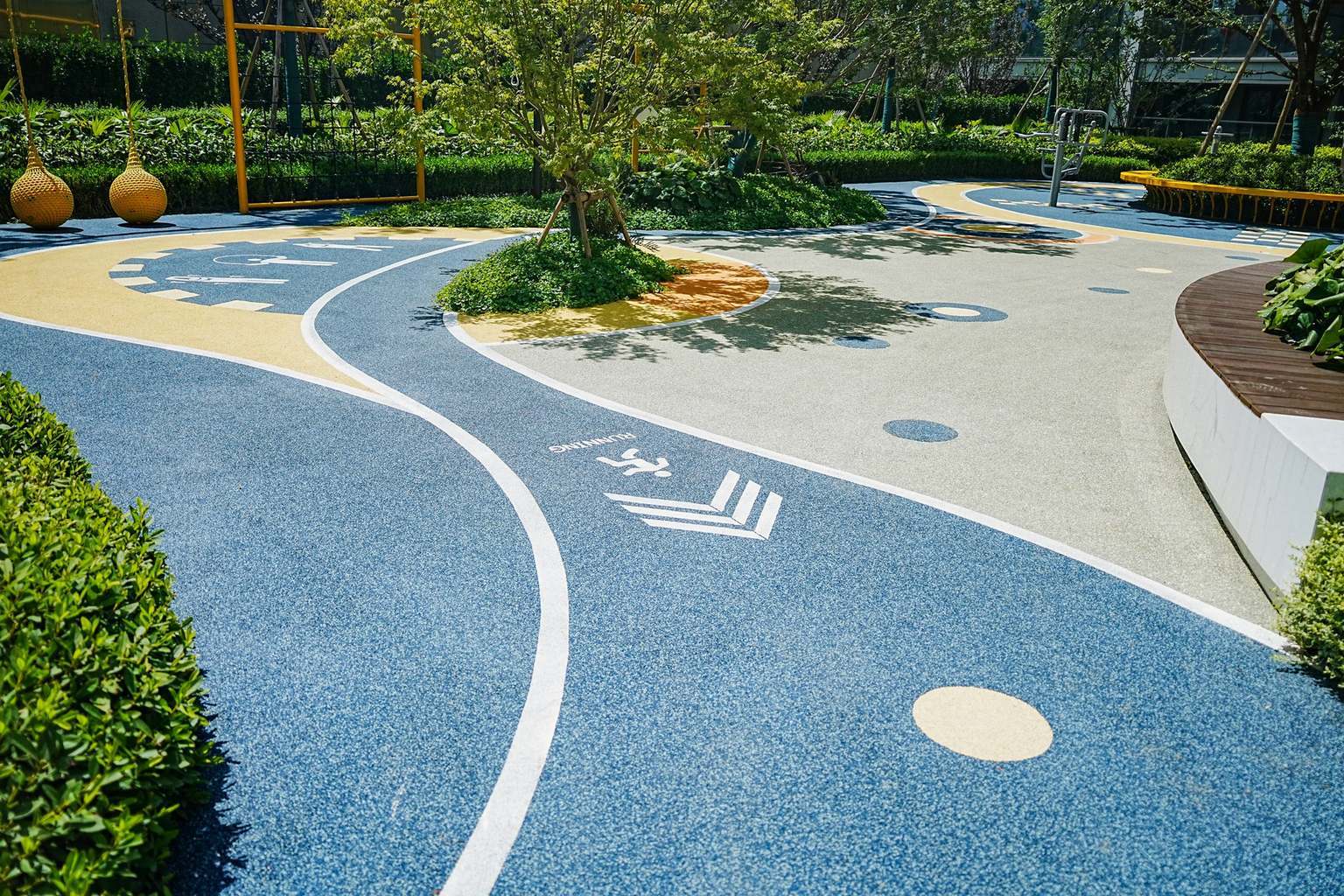 EPDM recreational trail through a landscaped park