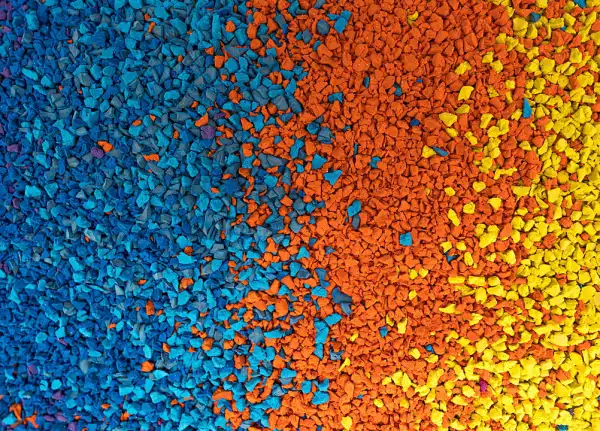 EPDM rubber granules in a range of sizes and standard colors