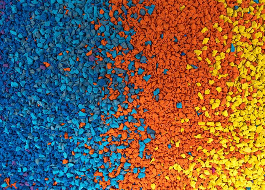 EPDM rubber granules in a range of sizes and standard colors