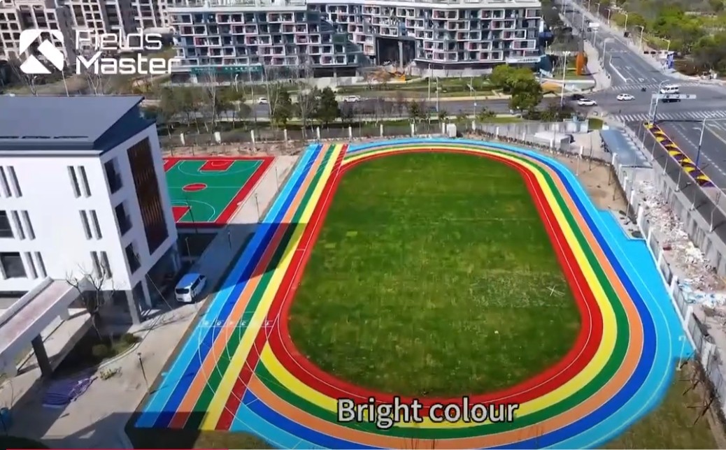 FieldsMaster Transforms Playground with Colorful Wet Pour Rubber Running Track at Shanghai University Affiliated Primary School