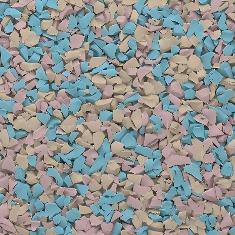 A sophisticated Morandi-toned EPDM rubber granules fitness path blending with natural urban landscaping