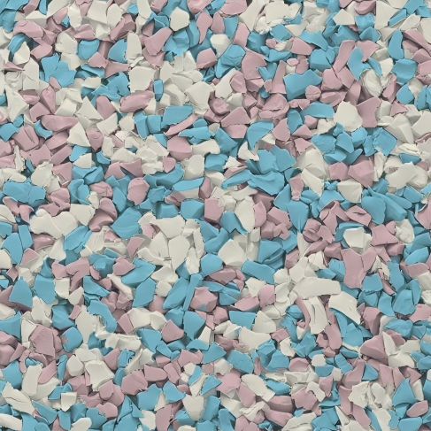 A sophisticated Morandi-toned EPDM rubber granules fitness path blending with natural urban landscaping