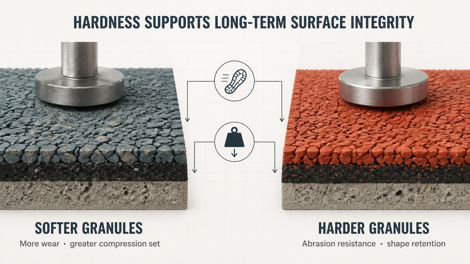 A close-up shot of a durable, in-place EPDM rubber surface.