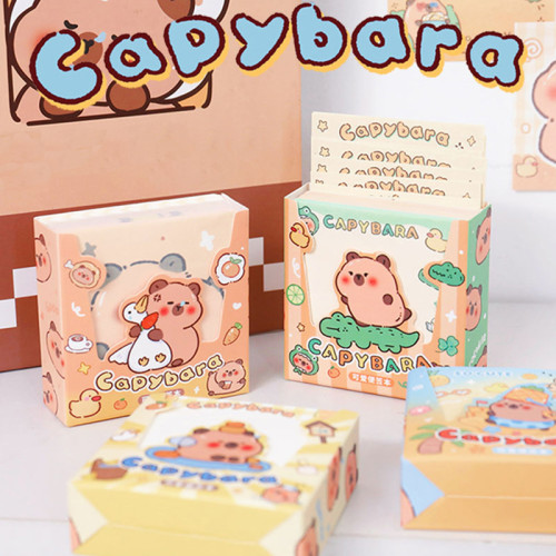 Capybara Memo Notes, Hand notes, student Hand account materials，Cartoon memo notes，Milk Box Sticker