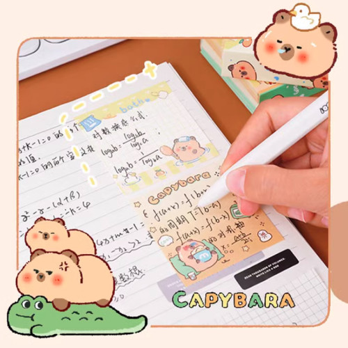 Capybara Memo Notes, Hand notes, student Hand account materials，Cartoon memo notes，Milk Box Sticker