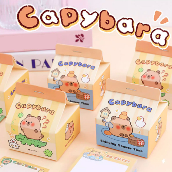 Capybara Memo Notes, Hand notes, student Hand account materials，Cartoon memo notes，Milk Box Sticker