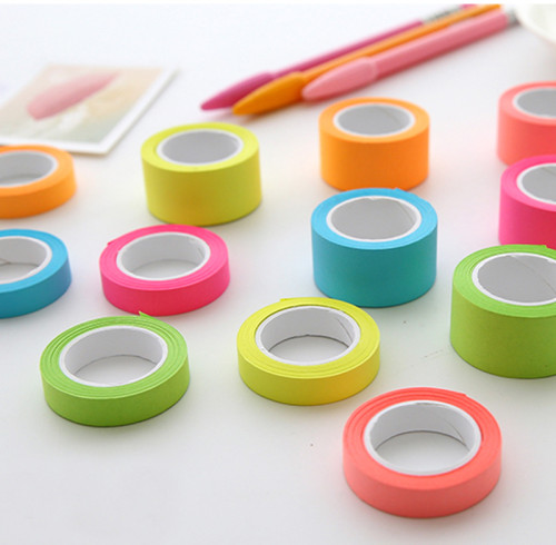 fluorescent solid color decorative tape, student tape, decorative tape, office supplies, paper tape set