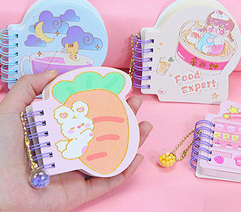 Small coil notebook, palm notebook, cartoon notebook Pocket notebook, cute colored inner pages, smooth writing