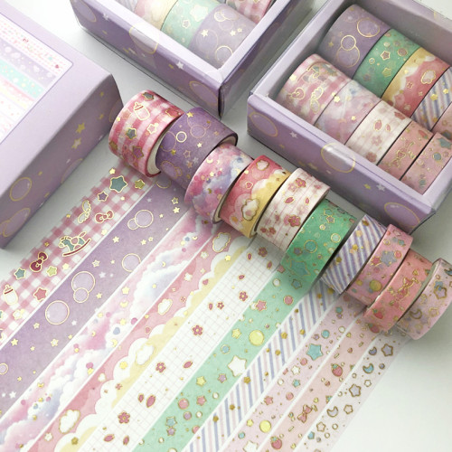 cartoon adhesive tape colorful decoration paper tape， Student accounting tape,decorative tape,Paper Tape Set，Hot stamping tape