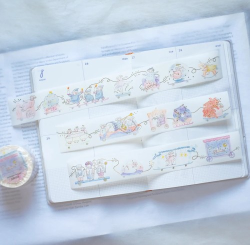 cartoon transparent adhesive tape colorful decoration paper tape， Student accounting tape,decorative tape,Paper Tape Set