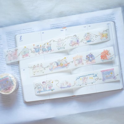 cartoon transparent adhesive tape colorful decoration paper tape， Student accounting tape,decorative tape,Paper Tape Set