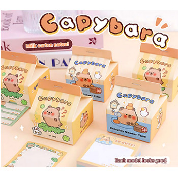 Capybara Memo Notes, Hand notes, student Hand account materials，Cartoon memo notes，Milk Box Sticker