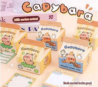 Capybara Memo Notes, Hand notes, student Hand account materials，Cartoon memo notes，Milk Box Sticker