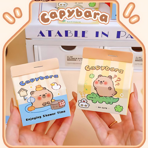 Capybara Memo Notes, Hand notes, student Hand account materials，Cartoon memo notes，Milk Box Sticker