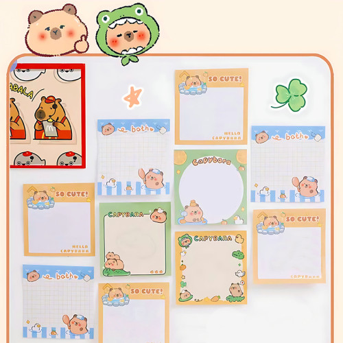 Capybara Memo Notes, Hand notes, student Hand account materials，Cartoon memo notes，Milk Box Sticker