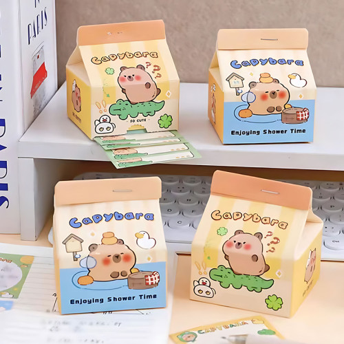 Capybara Memo Notes, Hand notes, student Hand account materials，Cartoon memo notes，Milk Box Sticker