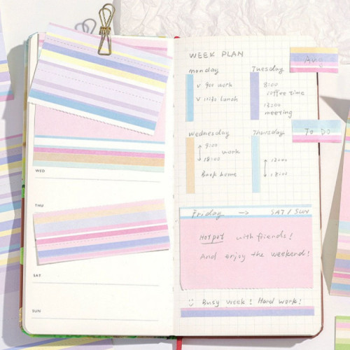 Memo Notes, Striped sticky notes, Hand note，Tearable Notes student learning notes, office notes