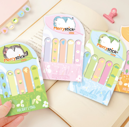 Merry Sticky Notes，Cartoon Animal lying Small strip，Student Classification，Handheld materials