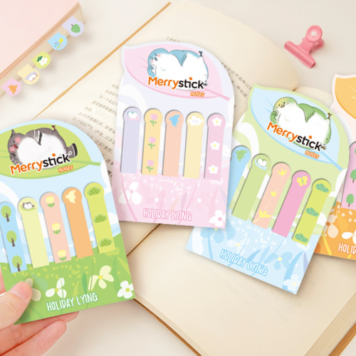 Merry Sticky Notes，Cartoon Animal lying Small strip，Student Classification，Handheld materials