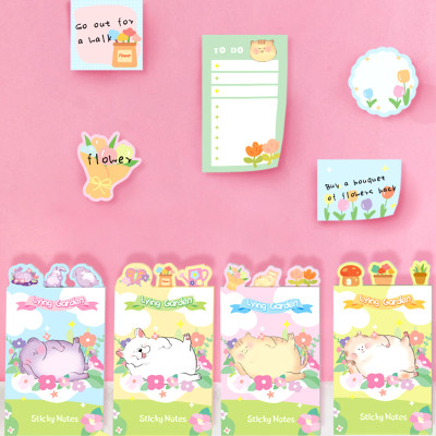 Memo Pad，Cartoon Sticky Notes，Four fold folding，Student  Cartoon Animal lying Sticky Notes