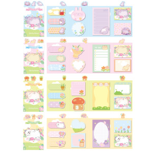 Memo Pad，Cartoon Sticky Notes，Four fold folding，Student  Cartoon Animal lying Sticky Notes