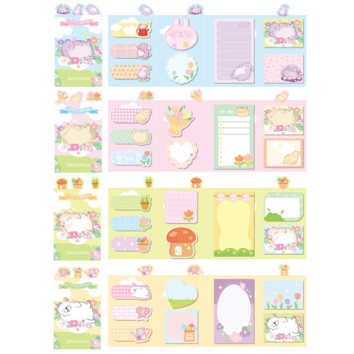 Memo Pad，Cartoon Sticky Notes，Four fold folding，Student  Cartoon Animal lying Sticky Notes