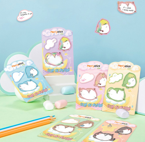 Merry Sticky Notes，Cartoon Animal lying notes, Student Classification，Handheld materials，Cartoon Special shape