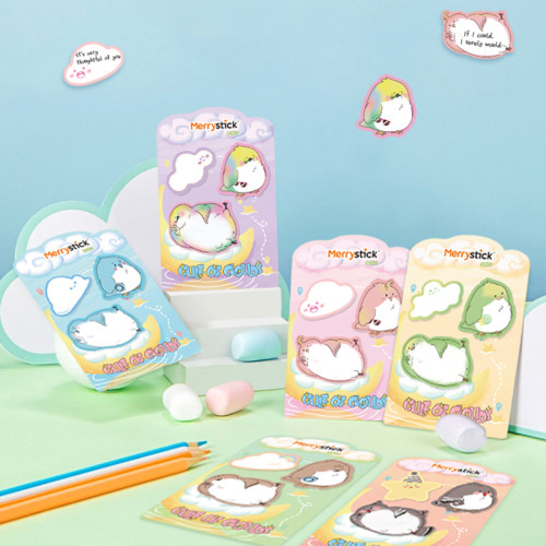 Merry Sticky Notes，Cartoon Animal lying notes, Student Classification，Handheld materials，Cartoon Special shape