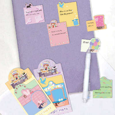 Merry Sticky Notes，Cartoon Sticky Notes，page tags, Student Classification，Handheld materials，Vertical stacking style